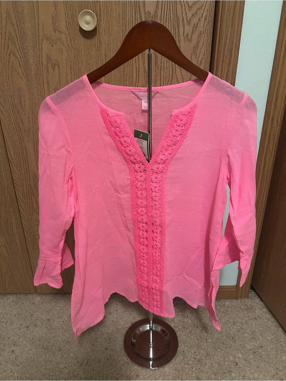 Lilly Pulitzer Hot Pink Tunic with Crocheted Detailing